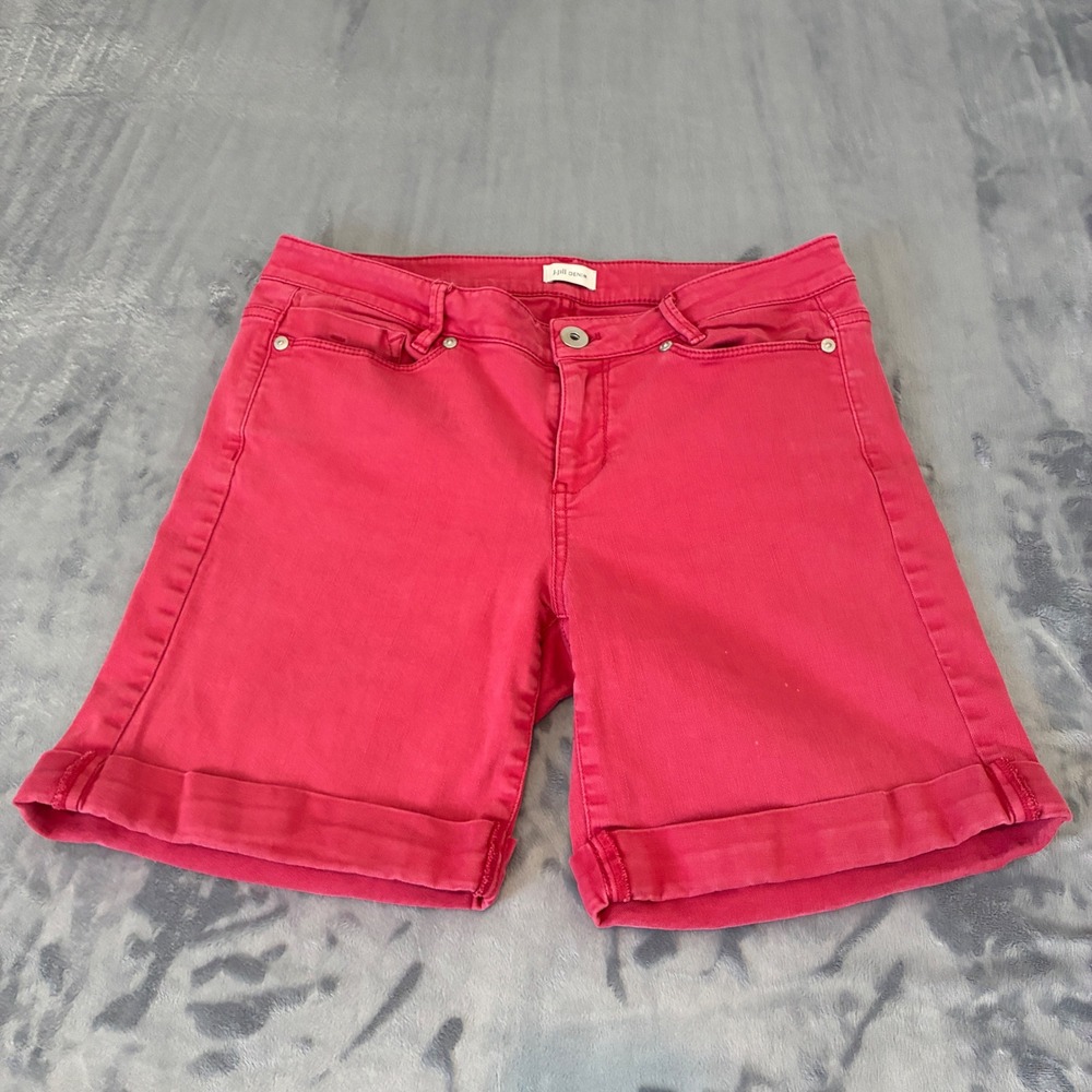 J. Jill Denim Shorts Womens 6 Red Cuffed Stretch Casual Summer Cotton